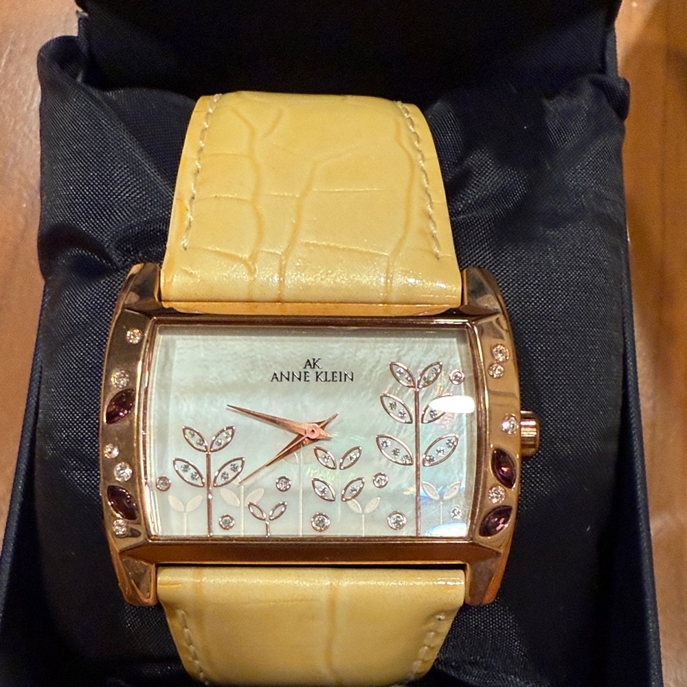 Anne Klein Yellow Strap Watch with Rose Gold Accents